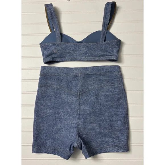 LULULEMON Everlux Sweetheart Sport Bra Medium Shorts Set Size 6 Light Blue NWOT